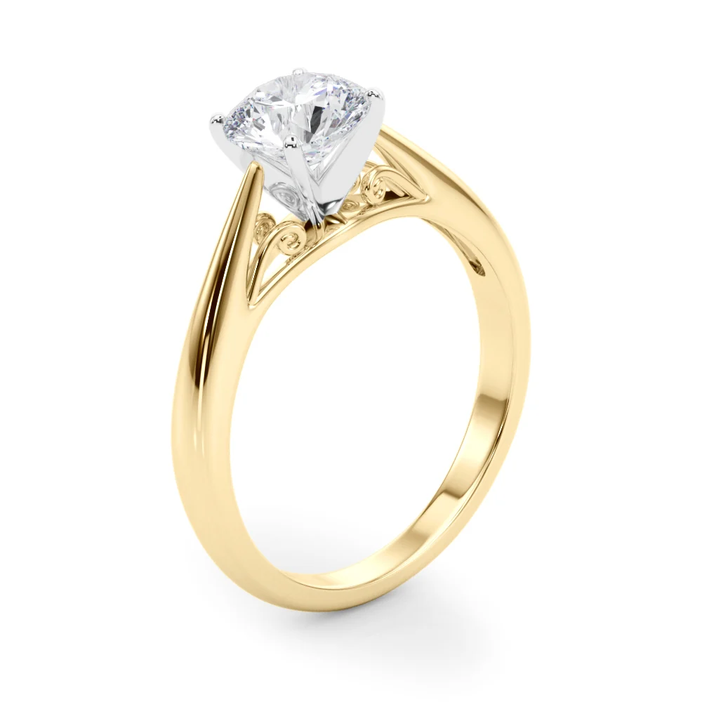 Classic Round Lab Grown Diamond Ring with Elegant Scrollwork Basket VS F 1.00 Carat 14K Solid Gold - Image 4