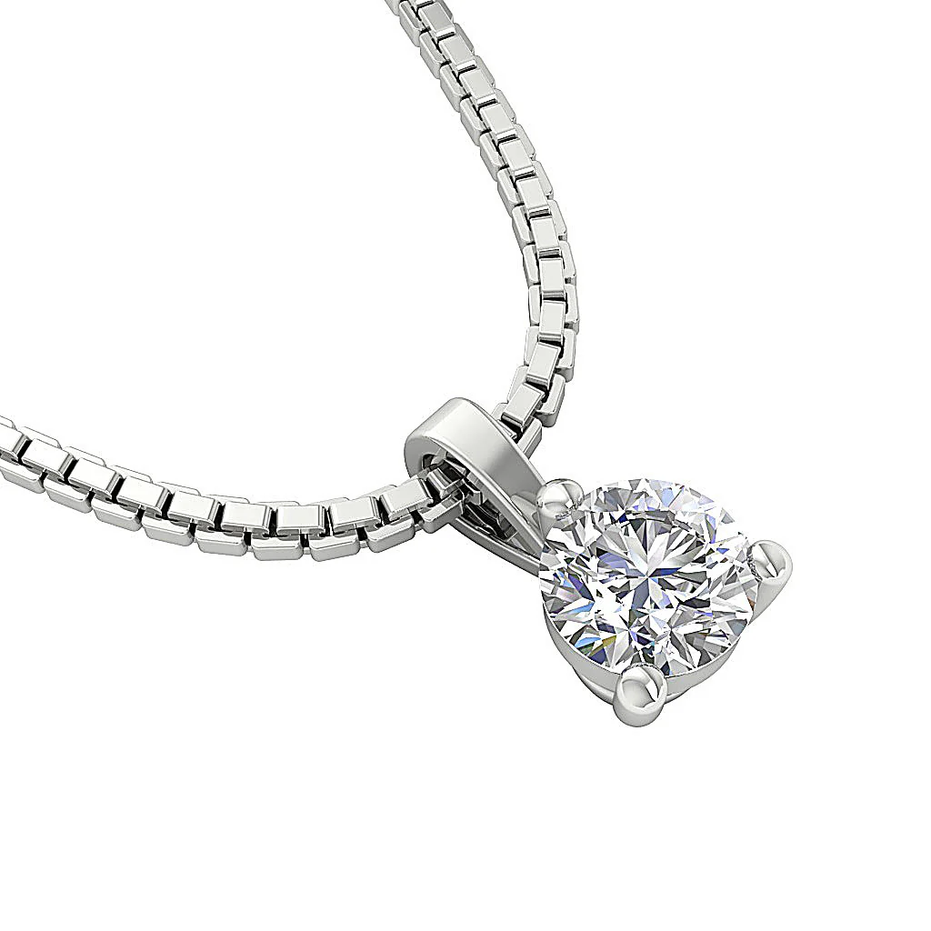 Classic Round Solitaire Diamond Necklace 14k/18k Yellow, White & Rose Gold in I1/SI1 G 0.50-1.00Carat - Image 10