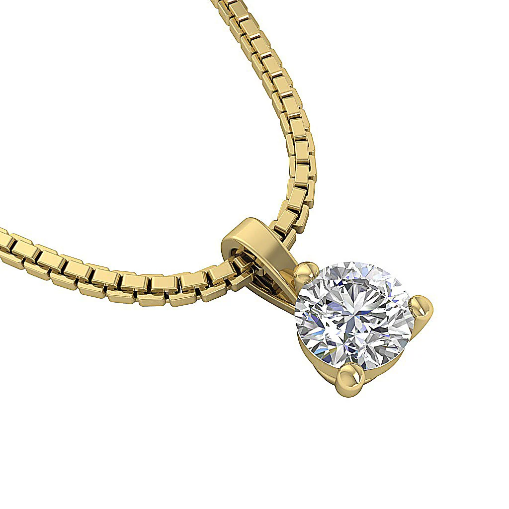 Classic Round Solitaire Diamond Necklace 14k/18k Yellow, White & Rose Gold in I1/SI1 G 0.50-1.00Carat - Image 11