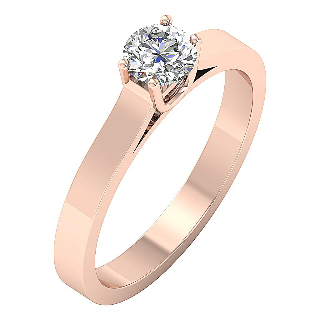 Classic Round Solitaire Lab-Grown Diamond Engagement Ring 0.50-1.00 Ct VS Clarity, F Color 14K Gold - Image 3
