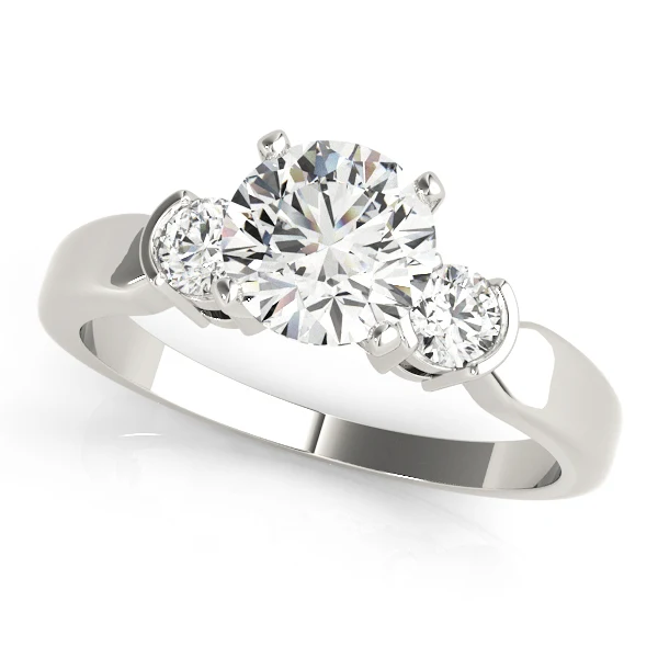 1.25 Ct Round Lab Grown Diamond Three Stone Engagement Ring Prong Semi Bezel Set