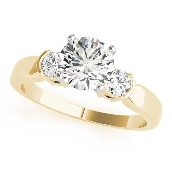 1.25 Ct Round Lab Grown Diamond Three Stone Engagement Ring Prong Semi Bezel Set - Image 2
