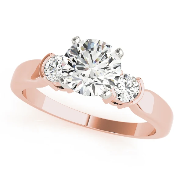 1.25 Ct Round Lab Grown Diamond Three Stone Engagement Ring Prong Semi Bezel Set - Image 3