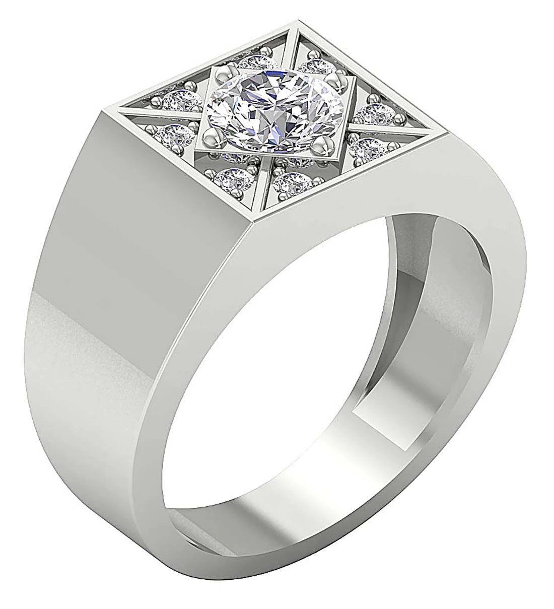 The Olivia 1 Carat Center Round Cut Diamond Mens Engagement Ring 1.30TCW Prong Set 14k Yellow Gold - Image 4