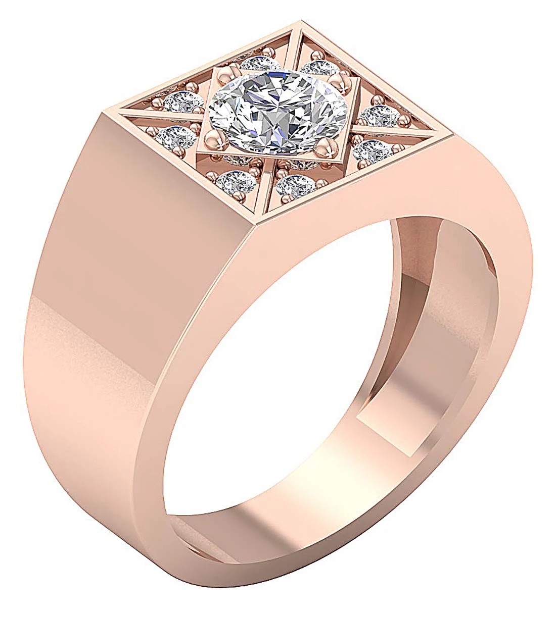 The Olivia 1 Carat Center Round Cut Diamond Mens Engagement Ring 1.30TCW Prong Set 14k Yellow Gold - Image 5