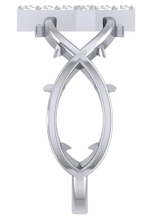 The Hazel Cross Anniversary Wedding Ring Round Cut Genuine Diamond 14K Solid White Gold - Image 6