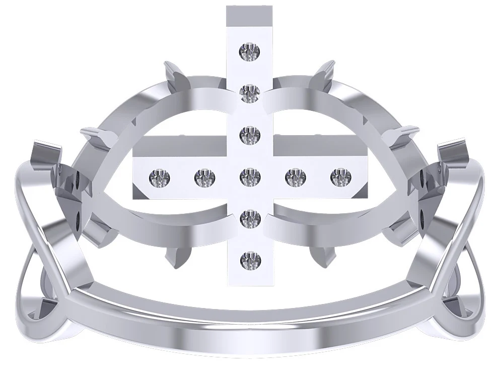 The Hazel Cross Anniversary Wedding Ring Round Cut Genuine Diamond 14K Solid White Gold - Image 7