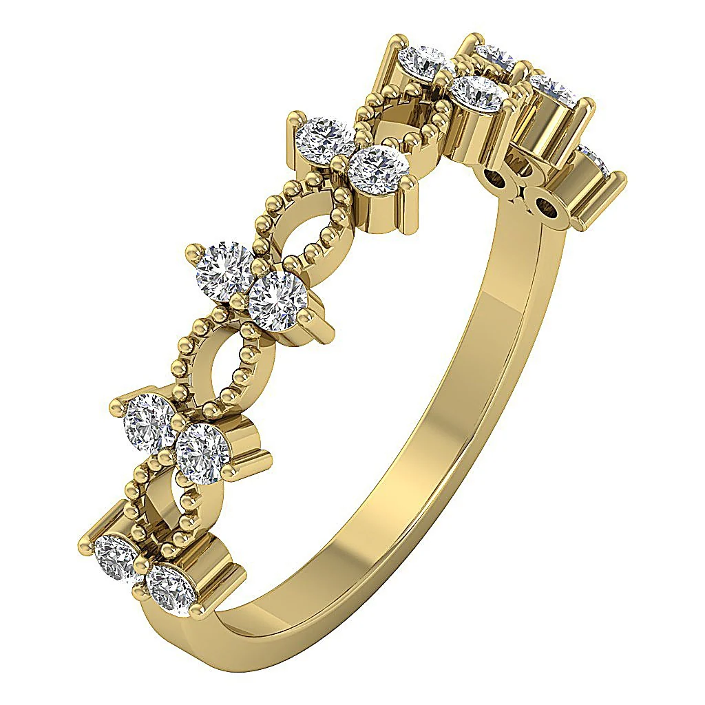 The Anna Designer Anniversary Ring Round Diamond 14K Solid Gold Prong Set 5.20MM - Image 2