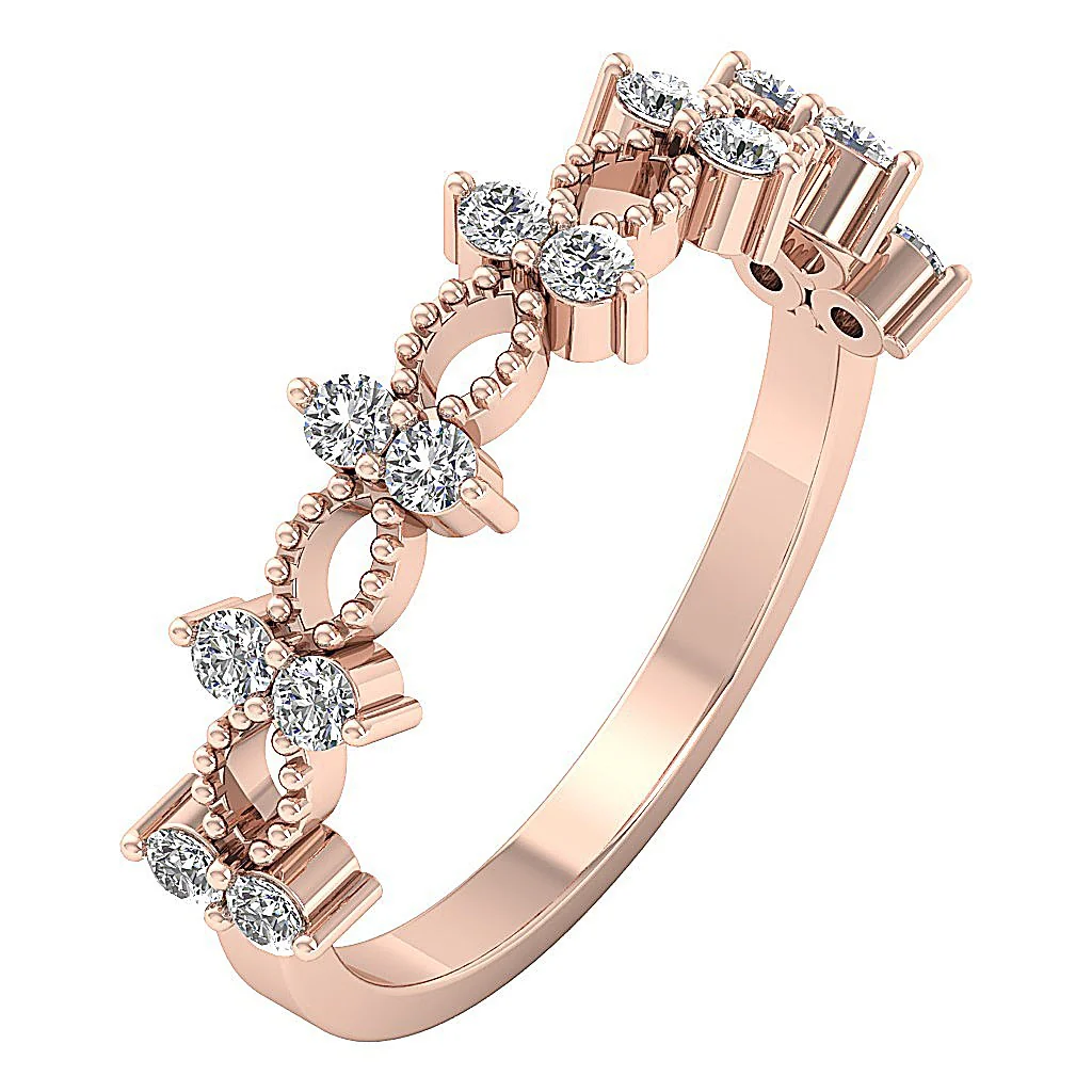 The Anna Designer Anniversary Ring Round Diamond 14K Solid Gold Prong Set 5.20MM - Image 3