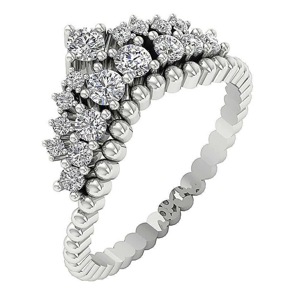 The Iris Designer Anniversary Ring Round Diamond 14K Solid Yellow Gold Prong Set 10.50 MM - Image 2