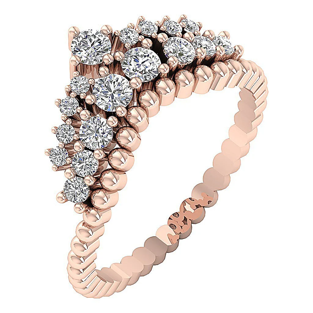 The Iris Designer Anniversary Ring Round Diamond 14K Solid Yellow Gold Prong Set 10.50 MM - Image 3