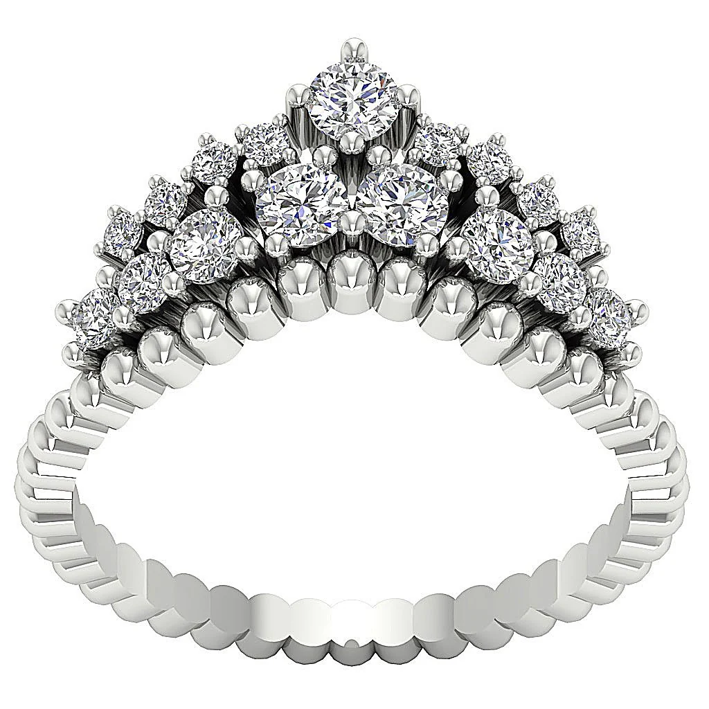 The Iris Designer Anniversary Ring Round Diamond 14K Solid Yellow Gold Prong Set 10.50 MM - Image 5