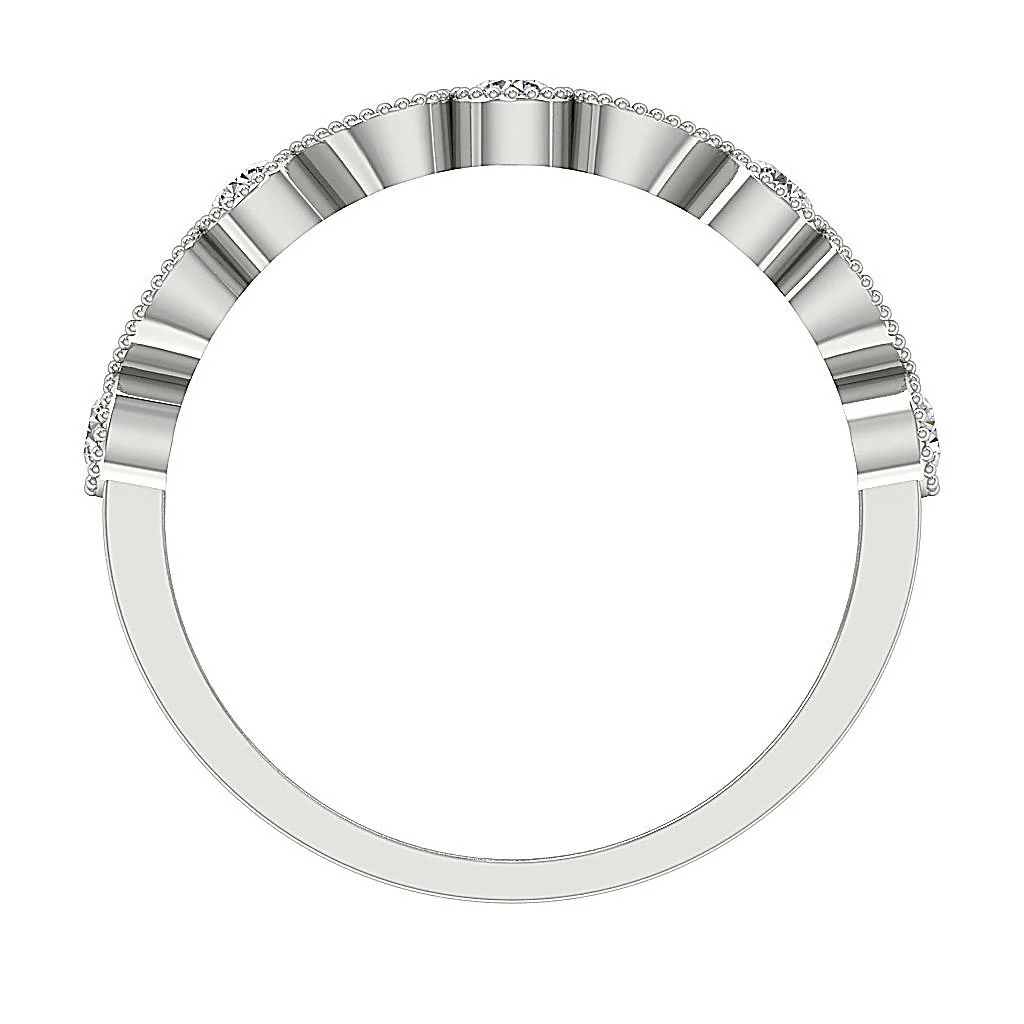 The Abigail Designer Engagement Natural Round Diamond Milgrain Ring Prong Set 14K Solid Gold - Image 4
