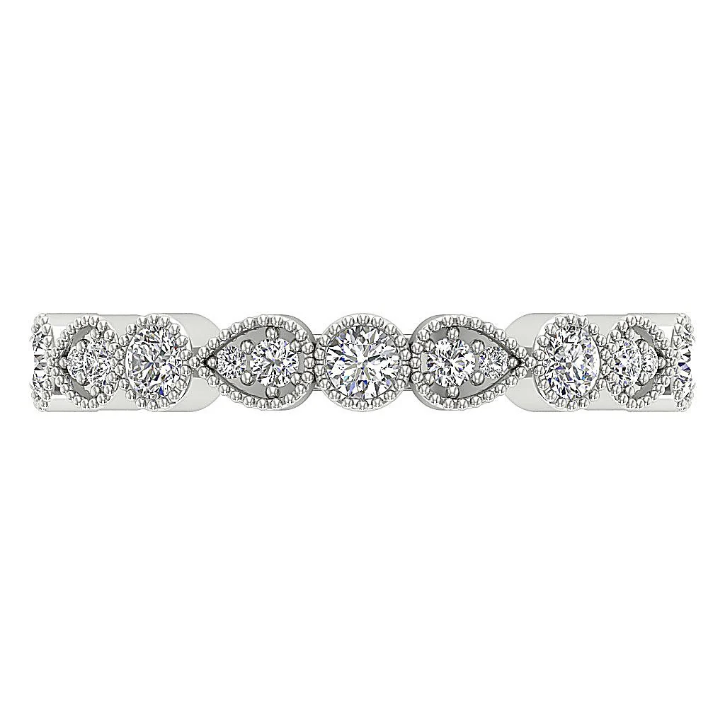 The Abigail Designer Engagement Natural Round Diamond Milgrain Ring Prong Set 14K Solid Gold - Image 6