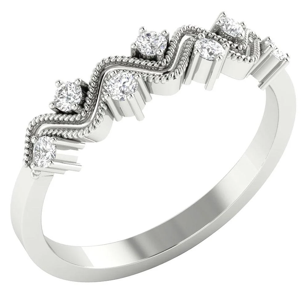 The Delilah 7 Stone Designer Wedding Ring Genuine Diamond 14K Solid Gold Prong Set - Image 2