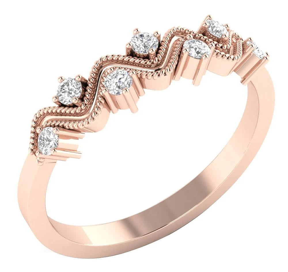 The Delilah 7 Stone Designer Wedding Ring Genuine Diamond 14K Solid Gold Prong Set - Image 3