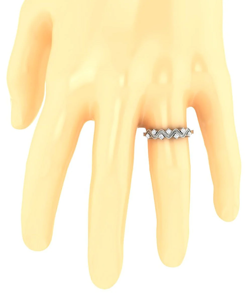 The Delilah 7 Stone Designer Wedding Ring Genuine Diamond 14K Solid Gold Prong Set - Image 7