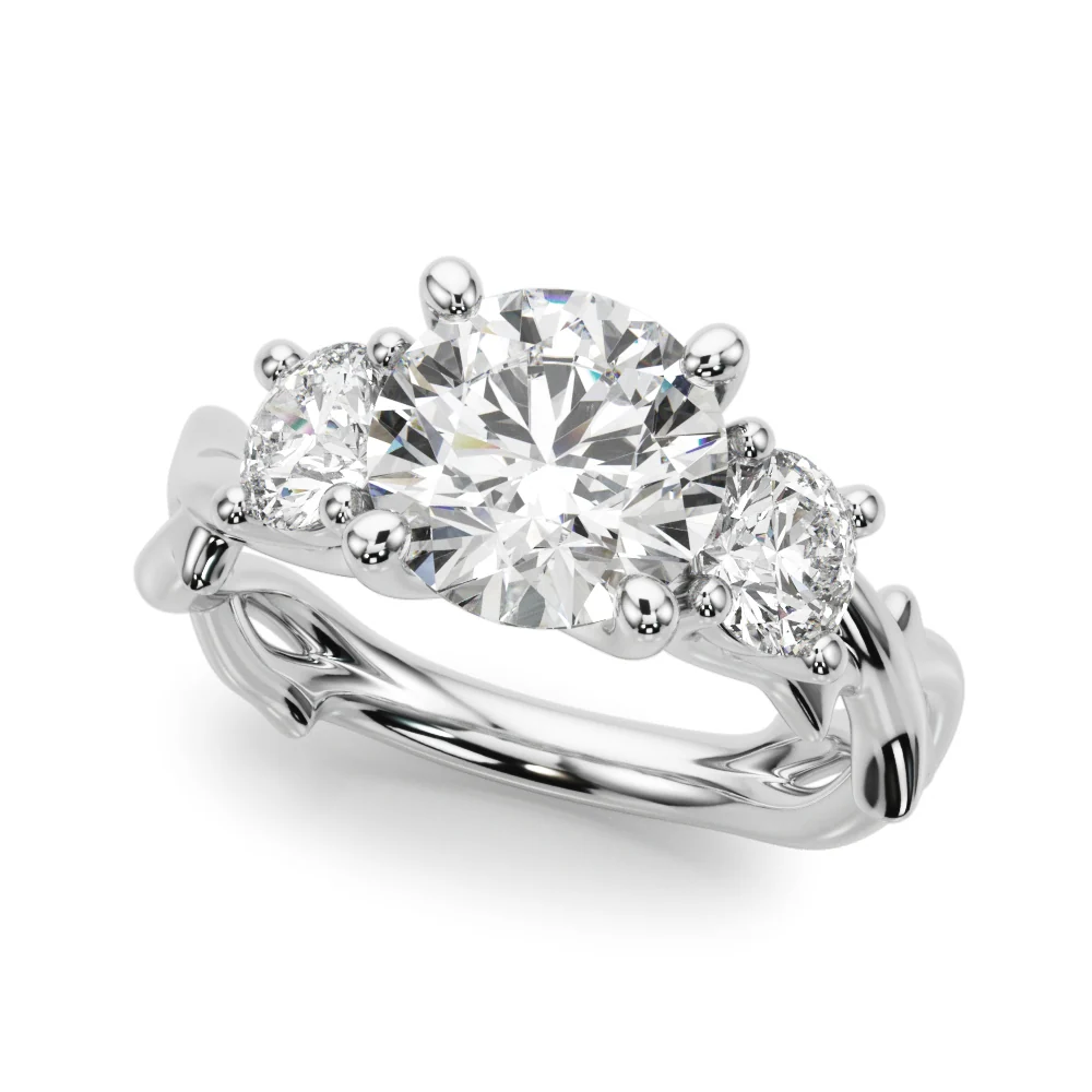 Designer Lab Grown Round Diamond VS/F 1.80-3.80Ct Three Stone Ring 14k Solid Gold - Image 3