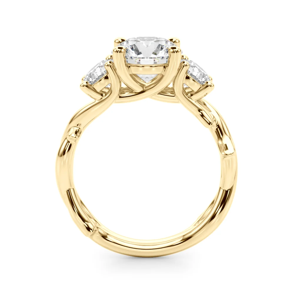 Designer Lab Grown Round Diamond VS/F 1.80-3.80Ct Three Stone Ring 14k Solid Gold - Image 4