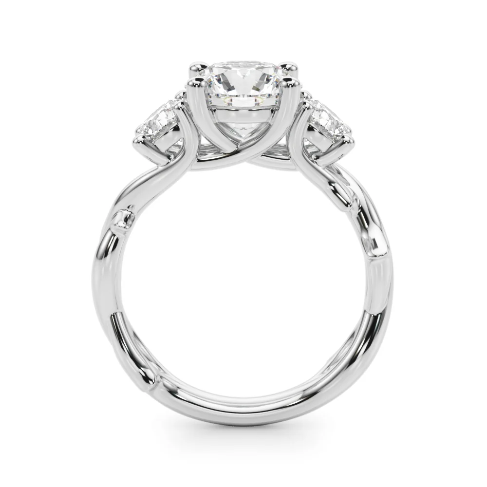 Designer Lab Grown Round Diamond VS/F 1.80-3.80Ct Three Stone Ring 14k Solid Gold - Image 5