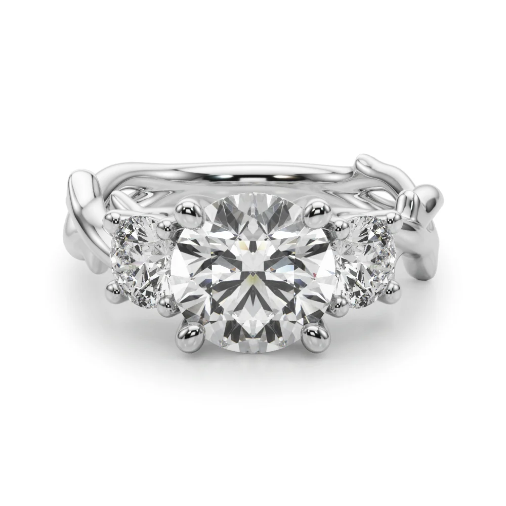 Designer Lab Grown Round Diamond VS/F 1.80-3.80Ct Three Stone Ring 14k Solid Gold - Image 9