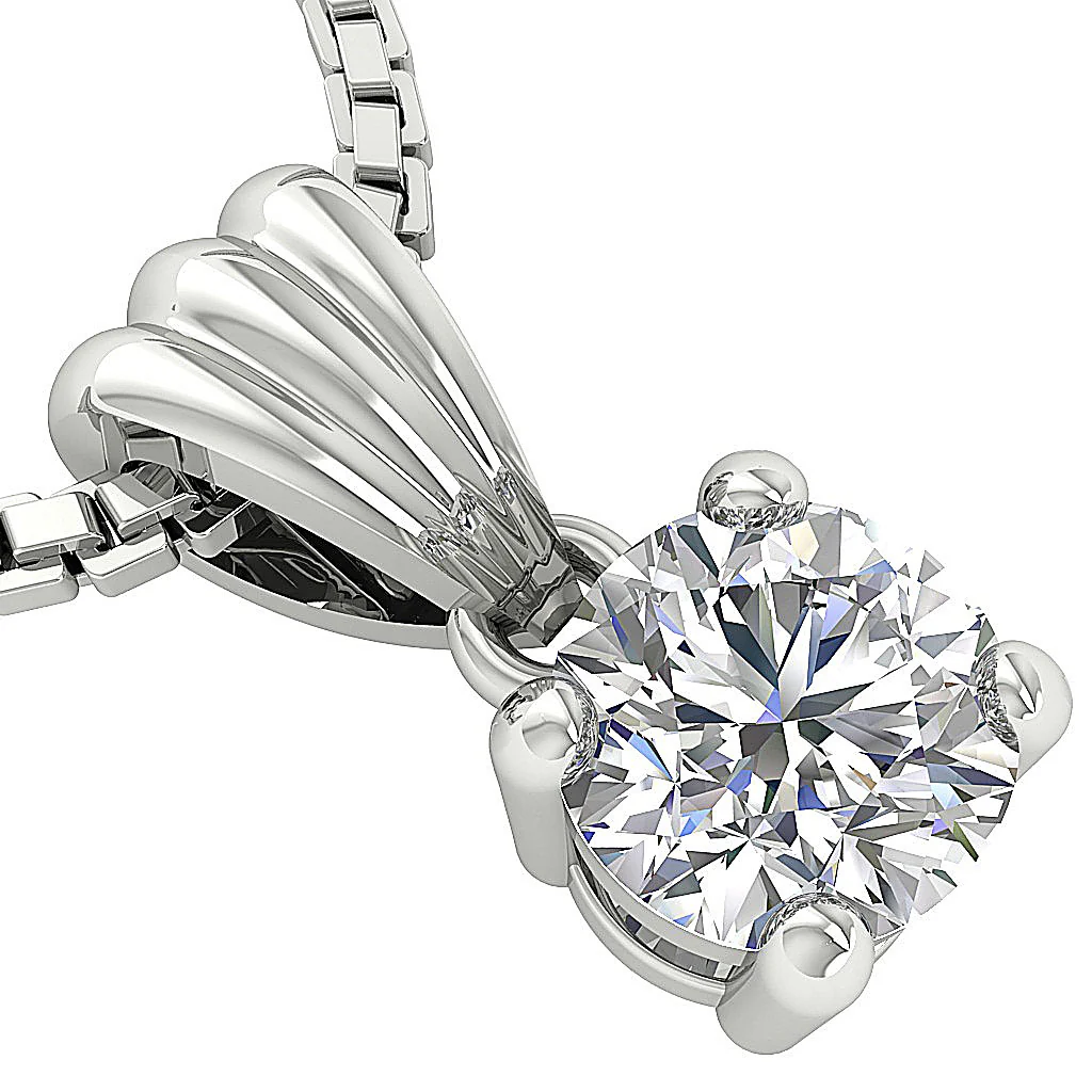I1/SI1 G Natural Round Diamond Solitaire Pendant Available in 0.50ct & 1.00ct - 14K Gold Necklace - Image 8