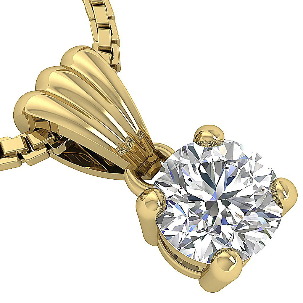 I1/SI1 G Natural Round Diamond Solitaire Pendant Available in 0.50ct & 1.00ct - 14K Gold Necklace - Image 12