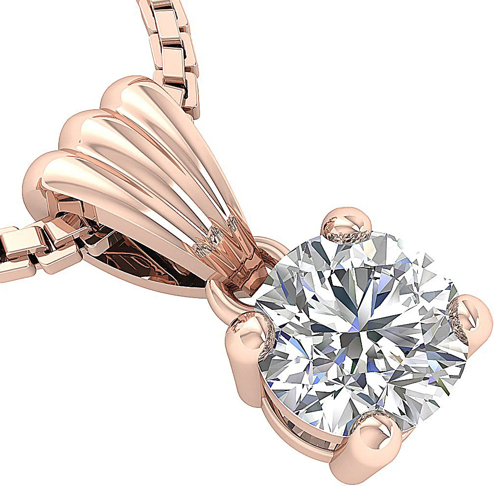 I1/SI1 G Natural Round Diamond Solitaire Pendant Available in 0.50ct & 1.00ct - 14K Gold Necklace - Image 11