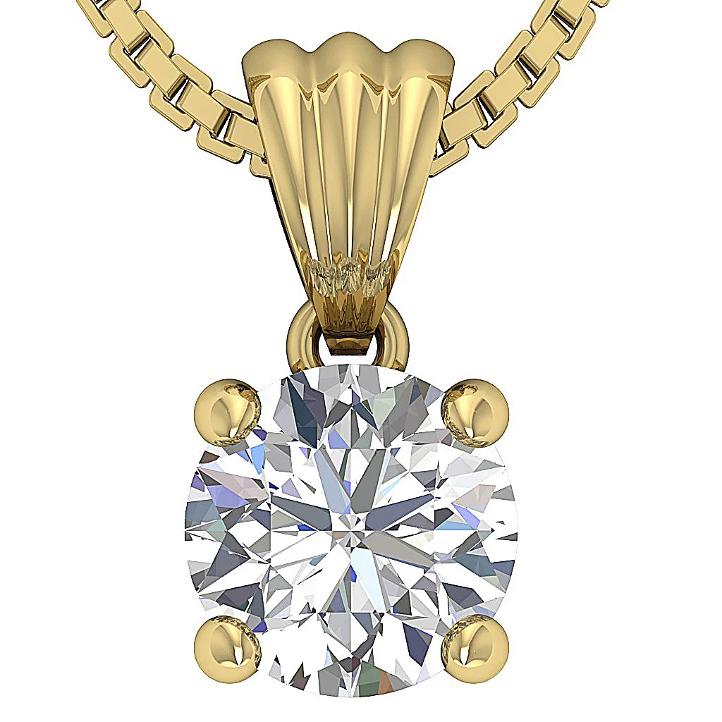 I1/SI1 G Natural Round Diamond Solitaire Pendant Available in 0.50ct & 1.00ct - 14K Gold Necklace - Image 3