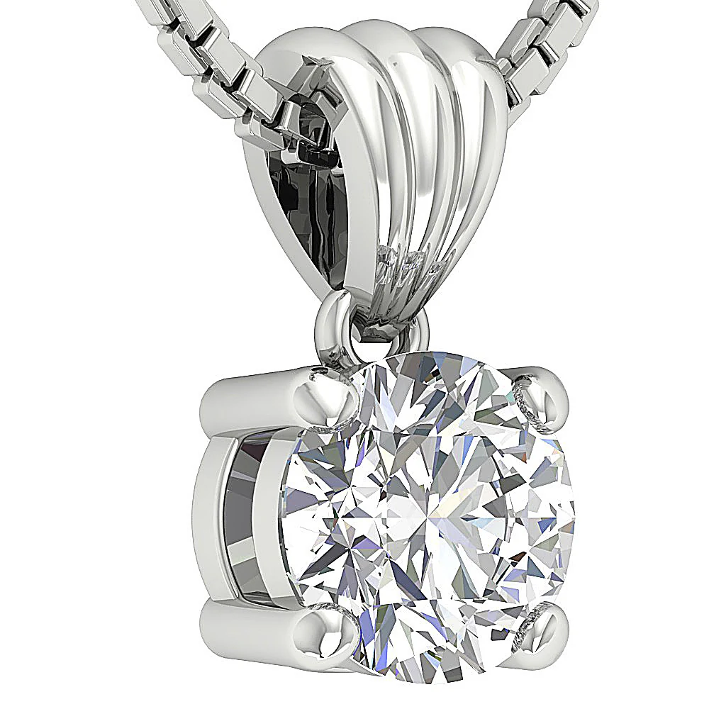 I1/SI1 G Natural Round Diamond Solitaire Pendant Available in 0.50ct & 1.00ct - 14K Gold Necklace - Image 5