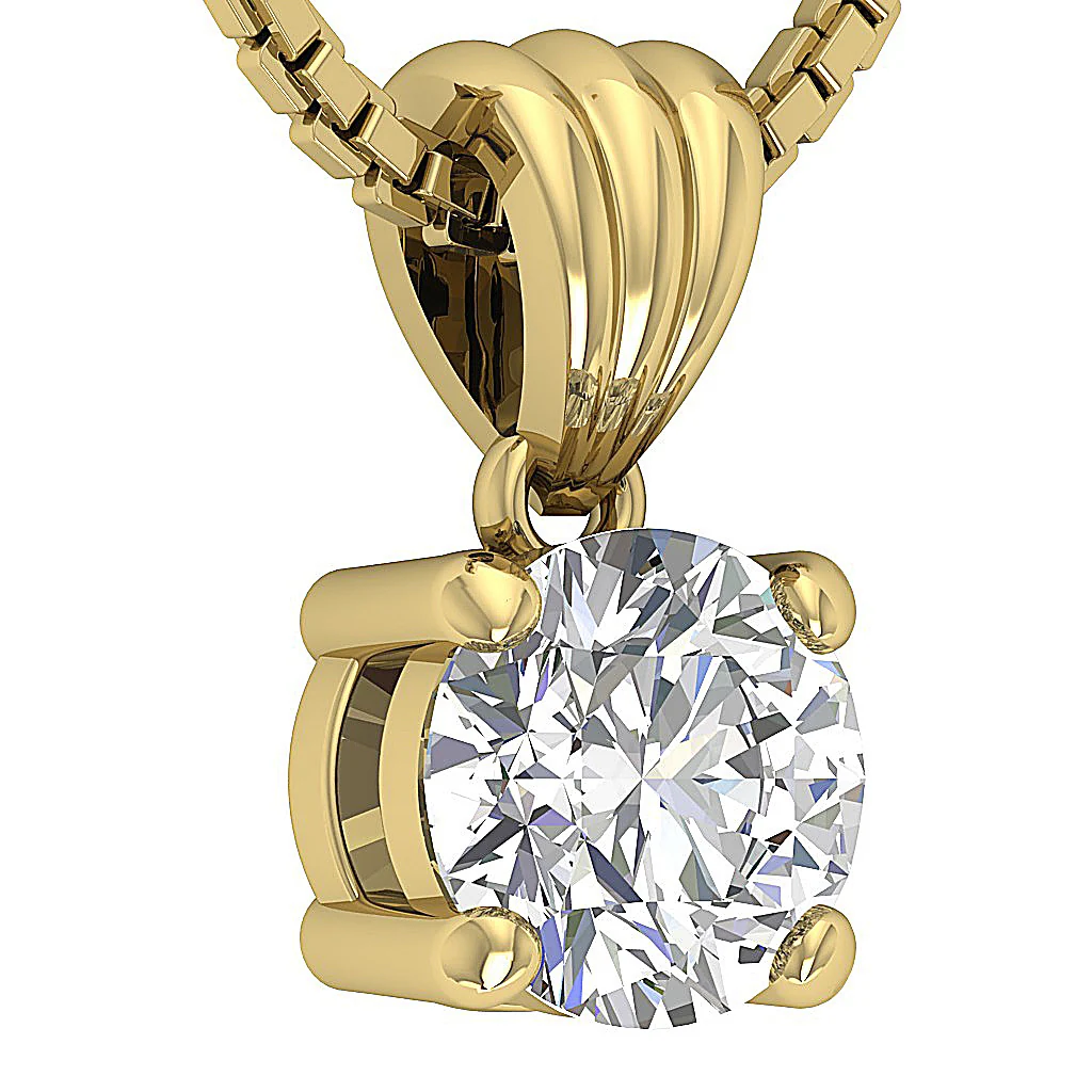 I1/SI1 G Natural Round Diamond Solitaire Pendant Available in 0.50ct & 1.00ct - 14K Gold Necklace - Image 9