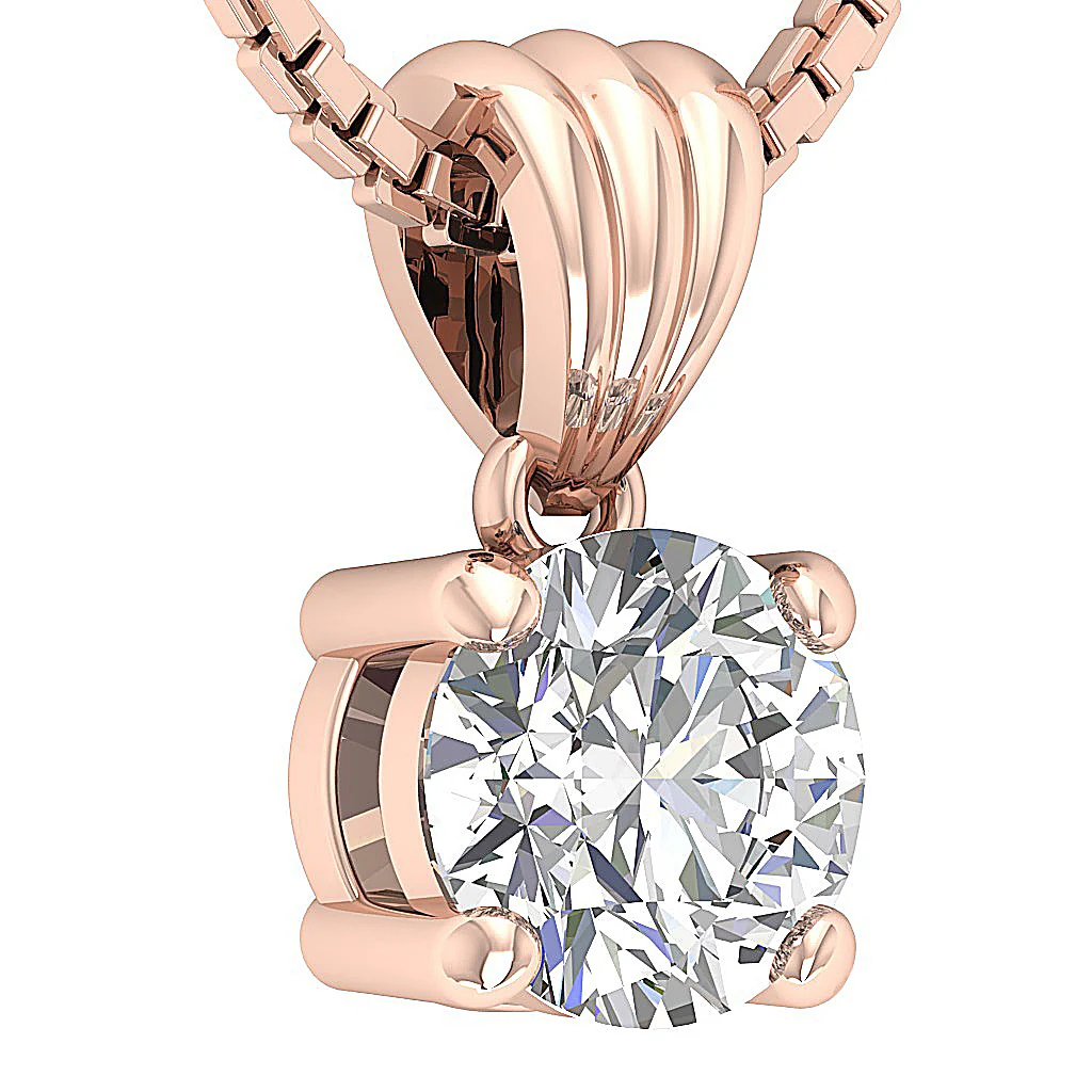 I1/SI1 G Natural Round Diamond Solitaire Pendant Available in 0.50ct & 1.00ct - 14K Gold Necklace - Image 7