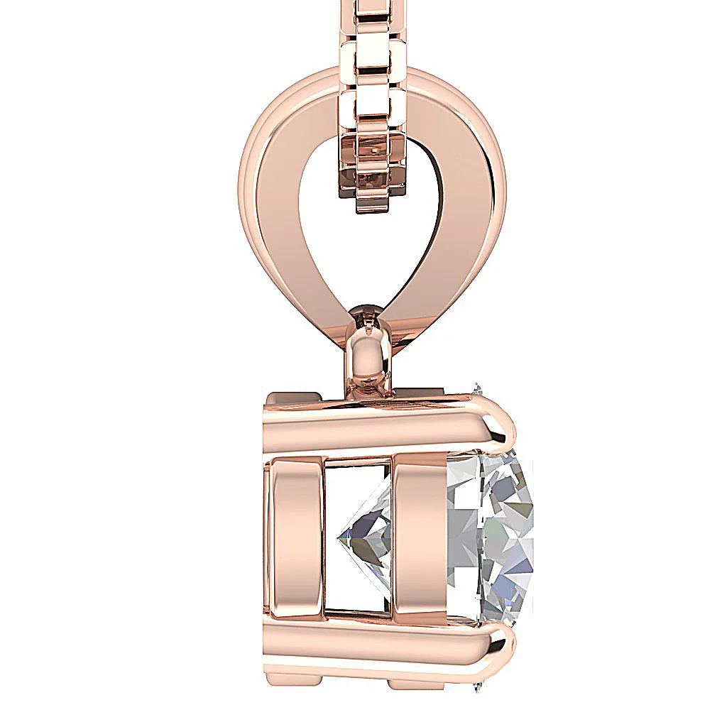 I1/SI1 G Natural Round Diamond Solitaire Pendant Available in 0.50ct & 1.00ct - 14K Gold Necklace - Image 4