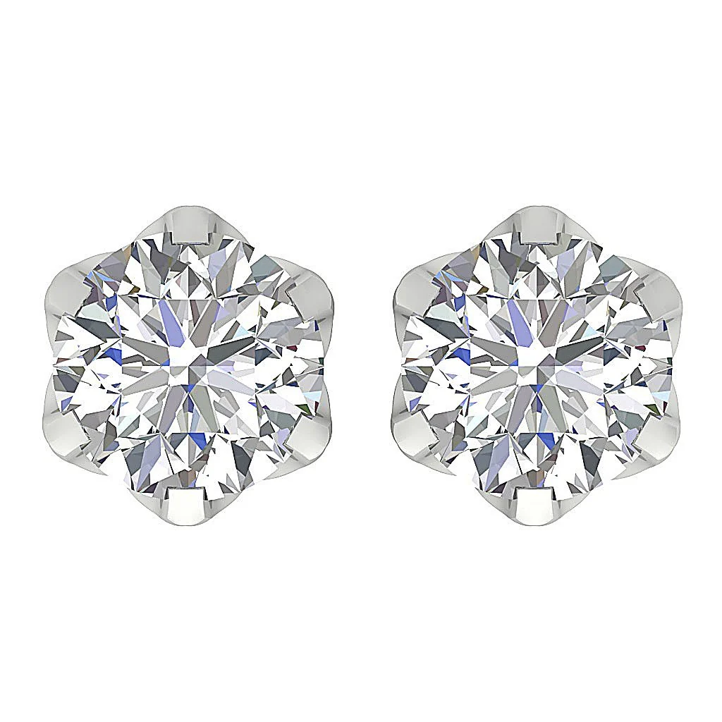 Designer Solitaire Stud Earring VS F 1.50-2.50 Carat Lab Grown Diamond 14K Rose Gold Six Prong Set - Image 3