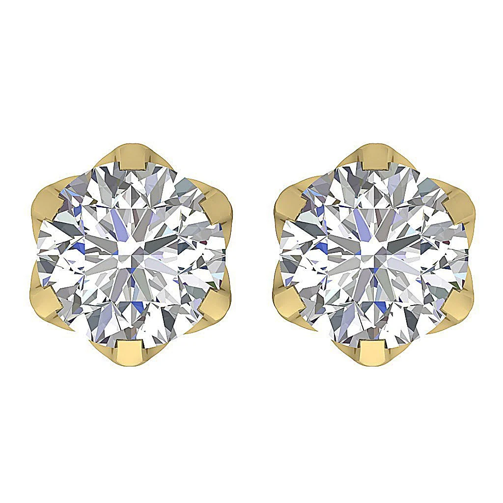 Designer Solitaire Stud Earring VS F 1.50-2.50 Carat Lab Grown Diamond 14K Rose Gold Six Prong Set - Image 4