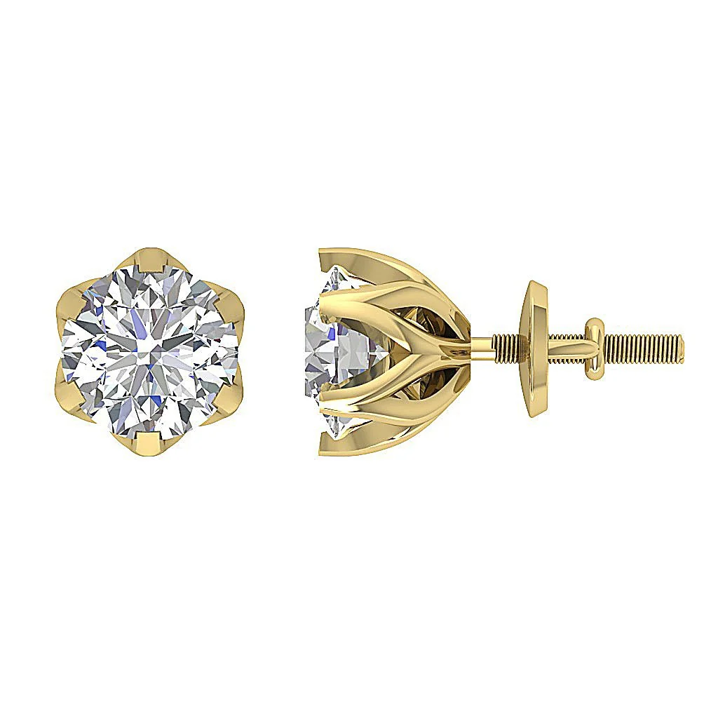 Designer Solitaire Stud Earring VS F 1.50-2.50 Carat Lab Grown Diamond 14K Rose Gold Six Prong Set - Image 6