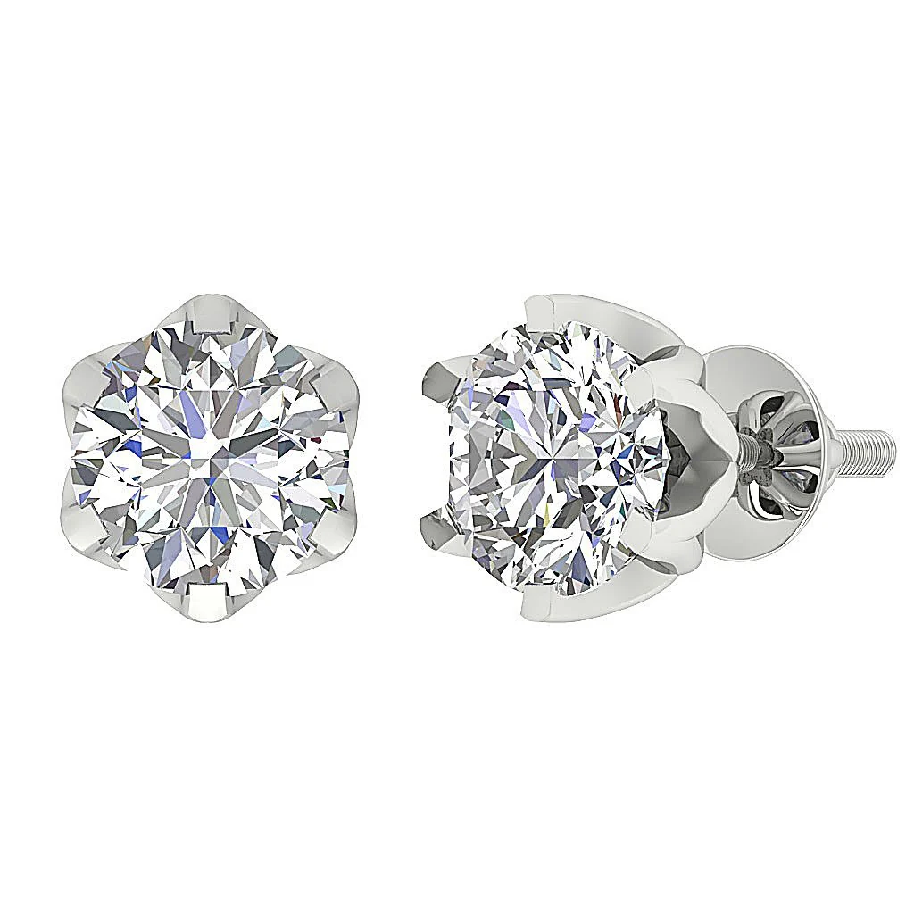 Designer Solitaire Stud Earring VS F 1.50-2.50 Carat Lab Grown Diamond 14K Rose Gold Six Prong Set - Image 8