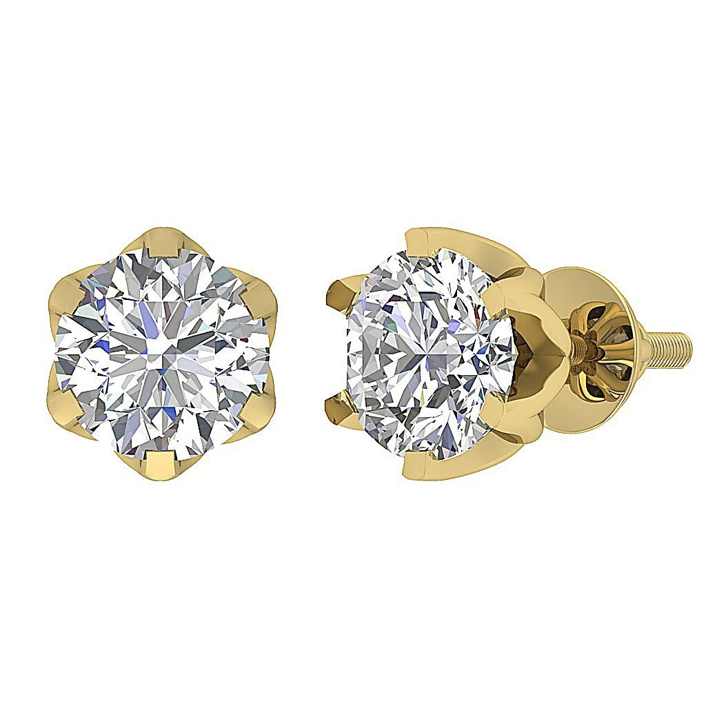 Designer Solitaire Stud Earring VS F 1.50-2.50 Carat Lab Grown Diamond 14K Rose Gold Six Prong Set - Image 9