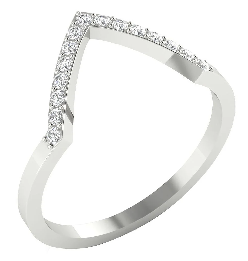 The Natalie V Shape Wedding Ring Genuine Diamond 14k Solid Gold Prong Set 2.10 MM