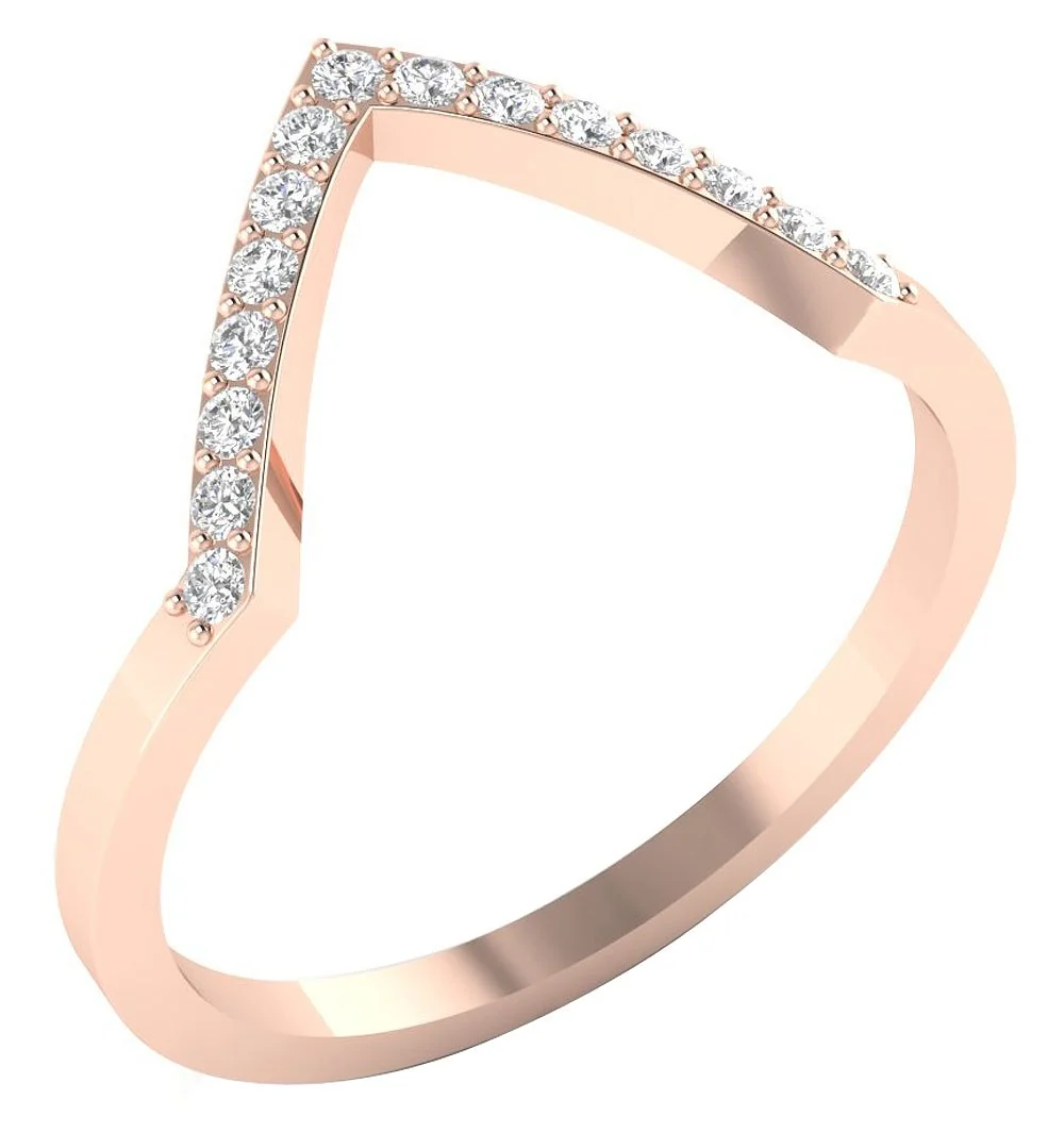 The Natalie V Shape Wedding Ring Genuine Diamond 14k Solid Gold Prong Set 2.10 MM - Image 2