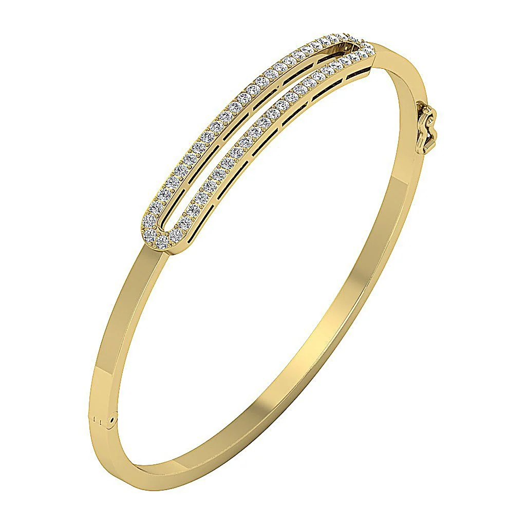 The Riley For Women Round Brilliant Cut Diamond Bangle Bracelet 14k/18k Solid Gold Prong Set - Image 2