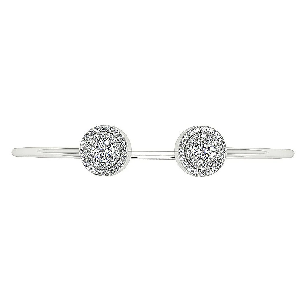 The Victoria Gorgeous Round Diamond Open Double Halo Bangle Bracelet Rose Gold - Image 4