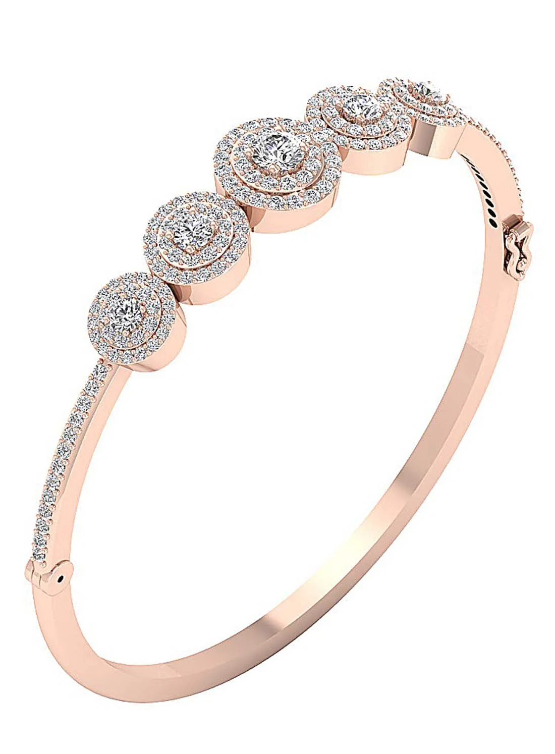 The Zoey Double Halo Sparkly Natural Diamond Bangle Bracelet 14k/18k Solid White Gold - Image 3