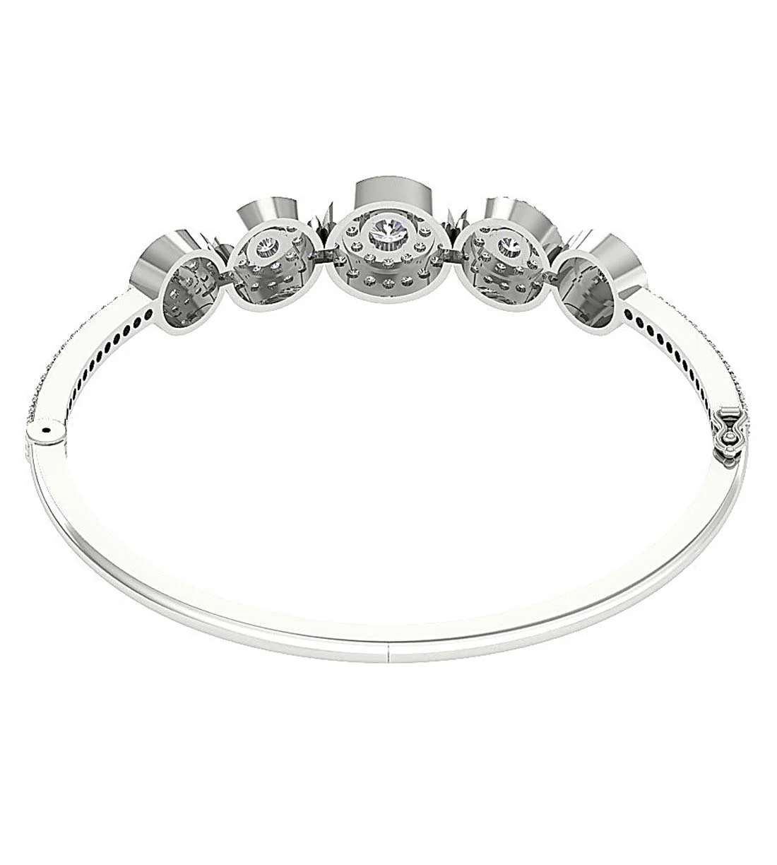 The Zoey Double Halo Sparkly Natural Diamond Bangle Bracelet 14k/18k Solid White Gold - Image 5