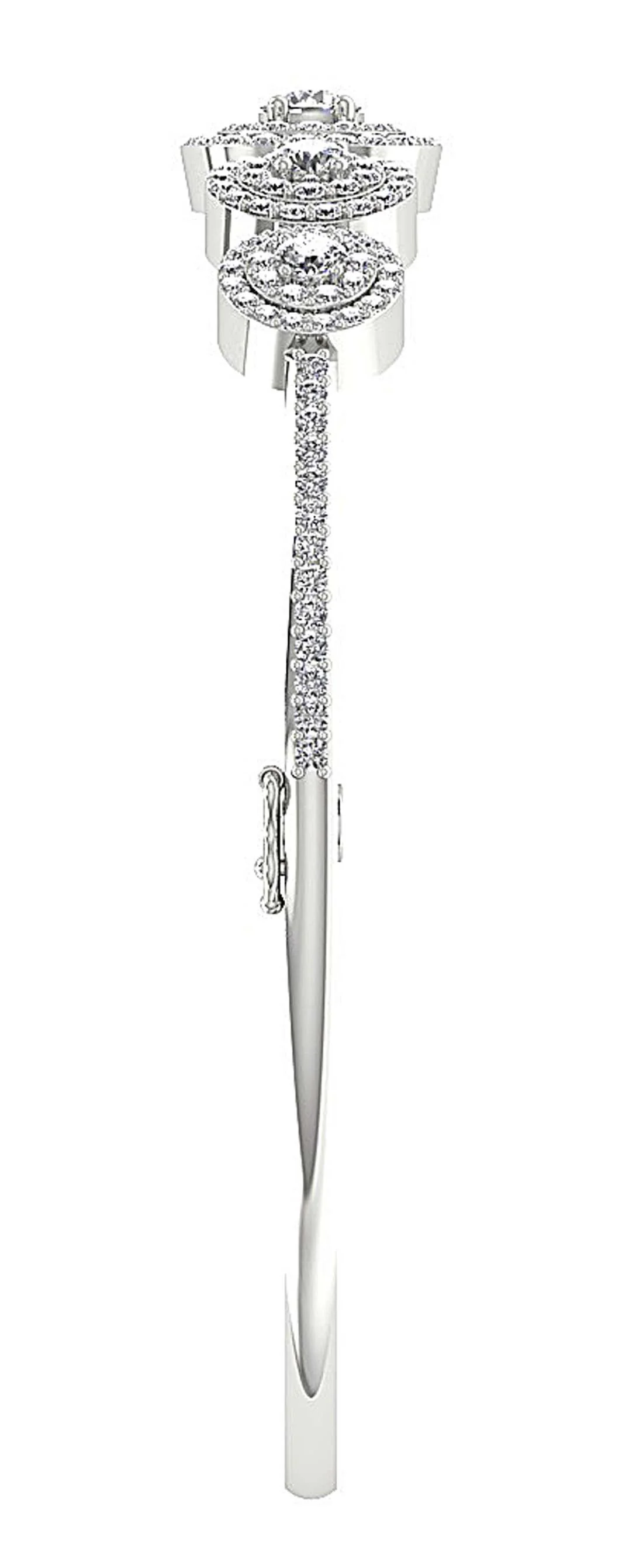 The Zoey Double Halo Sparkly Natural Diamond Bangle Bracelet 14k/18k Solid White Gold - Image 6
