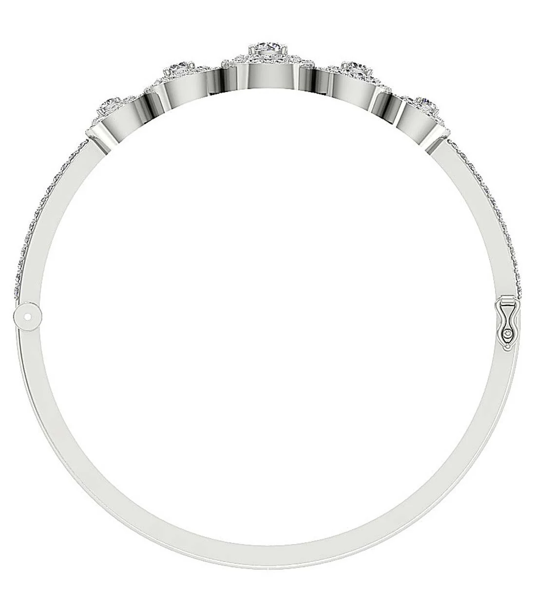 The Zoey Double Halo Sparkly Natural Diamond Bangle Bracelet 14k/18k Solid White Gold - Image 7