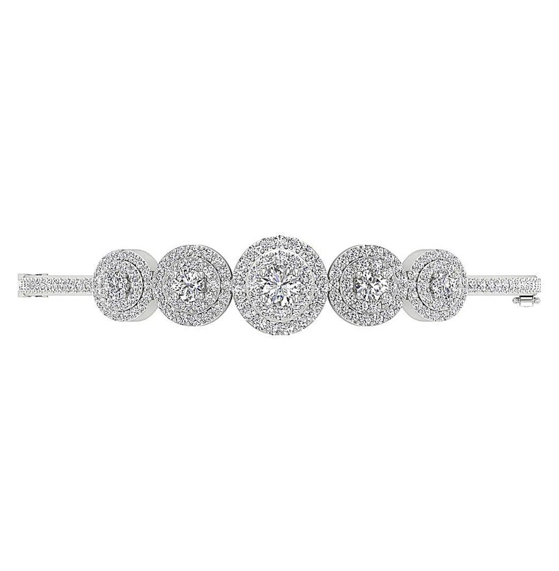 The Zoey Double Halo Sparkly Natural Diamond Bangle Bracelet 14k/18k Solid White Gold - Image 8