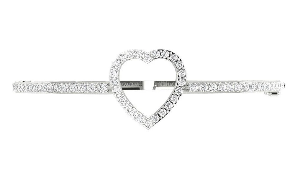 The Aria Heart Bangle Baracelet Round Natural Diamond White Yellow Rose Gold Prong Set - Image 4