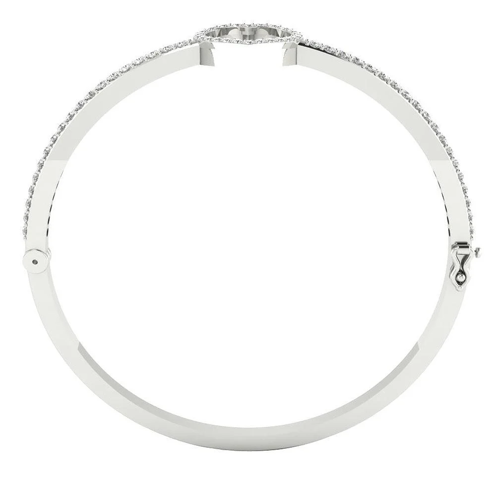 The Aria Heart Bangle Baracelet Round Natural Diamond White Yellow Rose Gold Prong Set - Image 6
