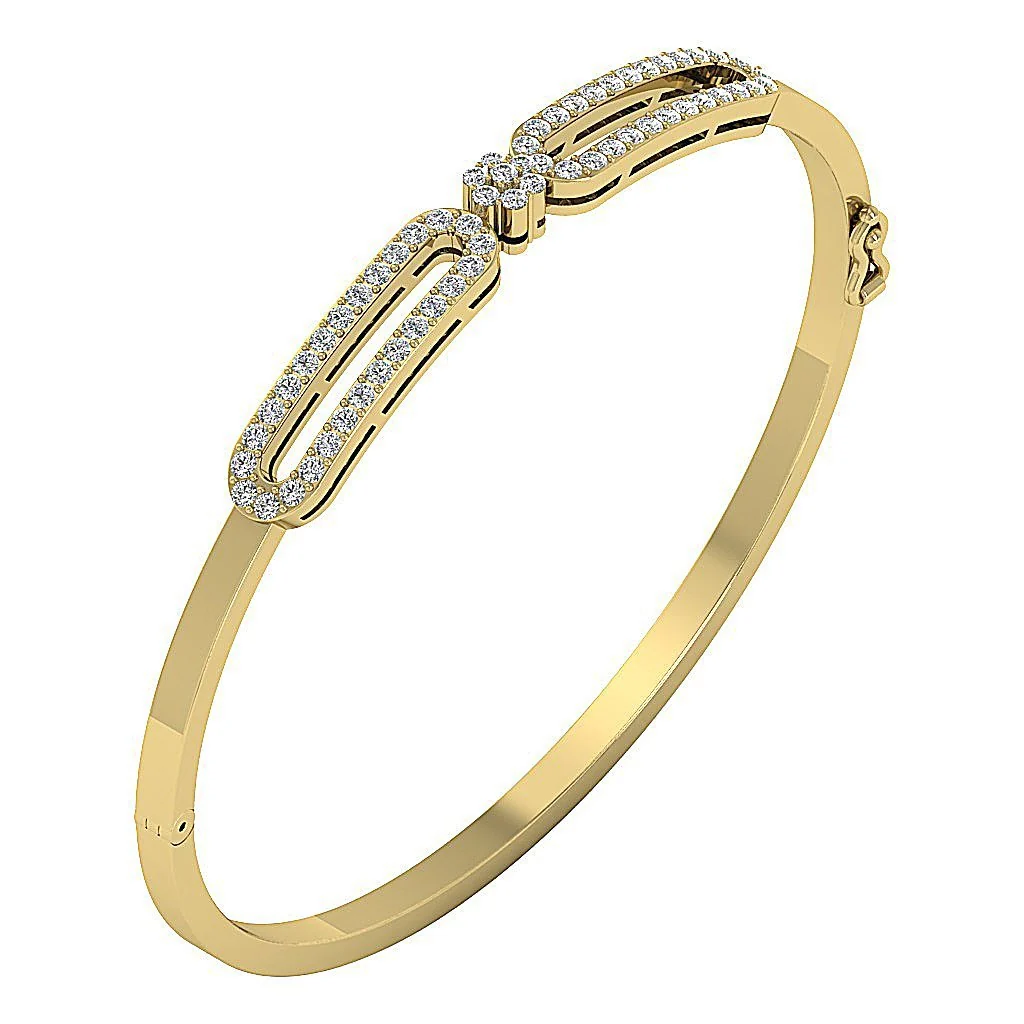 The Lucy Fancy Genuine Diamond Rose Gold Designer Bangle Bracelet Prong Set - Image 3
